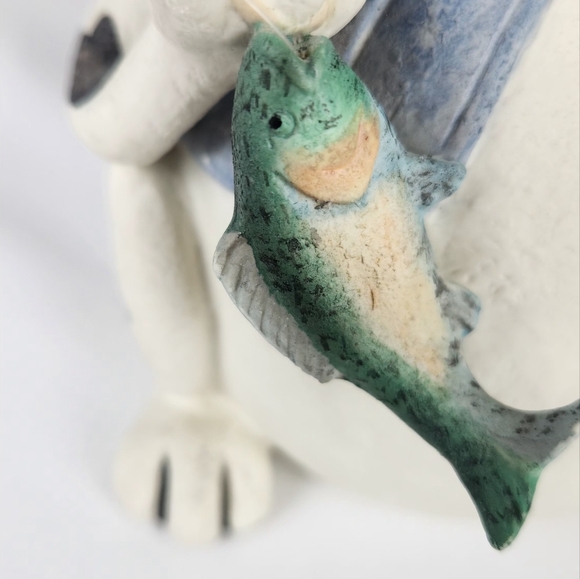 AppleTree Designs Fat Cat Fisherman Pottery Figurine. By Eduardo - Picture 3 of 10